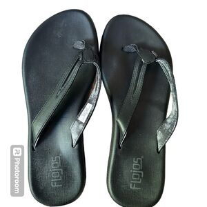 Flojos Ladies' Flip Flops Black Women Sandals Size‎ 9 Like new condition.